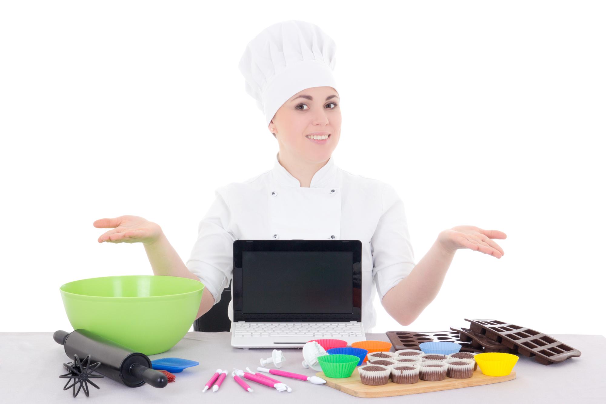 Chef che insegna in diretta video